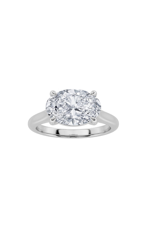 2CTW Oval Shaped Lab Grown Diamond (F/VS) East West Accented Ring in 14K Gold