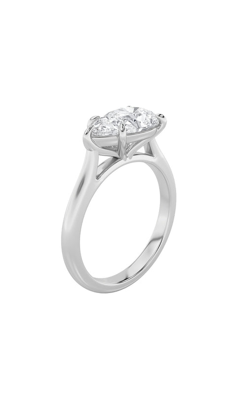 2CTW Pear Shaped Lab Grown Diamond (F/VS) East West Accented Ring in 14K Gold