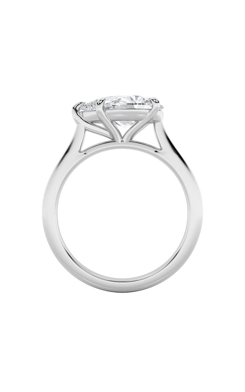 2CTW Pear Shaped Lab Grown Diamond (F/VS) East West Accented Ring in 14K Gold