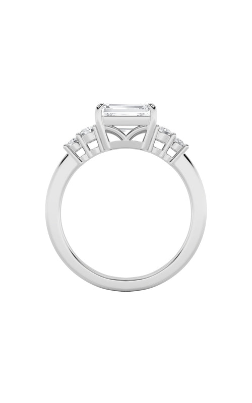 1.5CTW Emerald Shaped Lab Grown Diamond (F/VS) East West Accented Three Stone Ring in 14K Gold