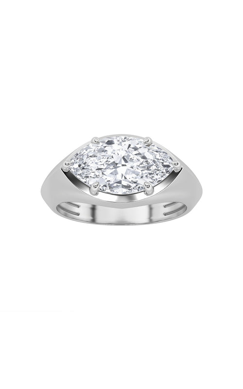 2CTW Marquise Shaped Lab Grown Diamond (F/VS) East West Solitaire Ring in 14K Gold