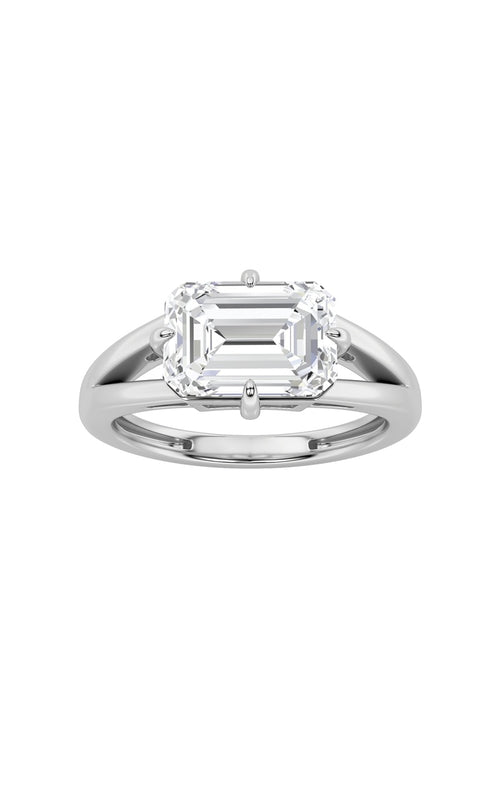 2.5CTW Emerald Shaped Lab Grown Diamond (F/VS) East West Solitaire Ring in 14K Gold