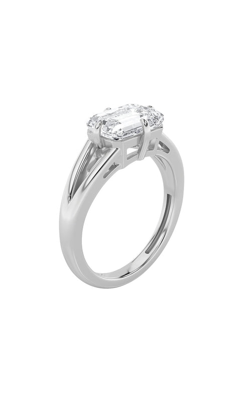2.5CTW Emerald Shaped Lab Grown Diamond (F/VS) East West Solitaire Ring in 14K Gold