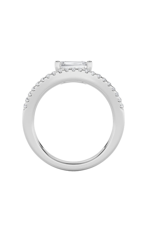 1.5CTW Emerald Shaped Lab Grown Diamond (F/VS) East West Accented Solitaire Ring in 14K Gold
