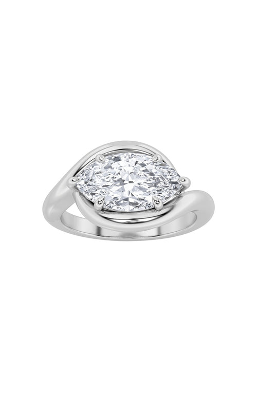2CTW Marquise Shaped Lab Grown Diamond (F/VS) East West Solitaire Ring in 14K Gold