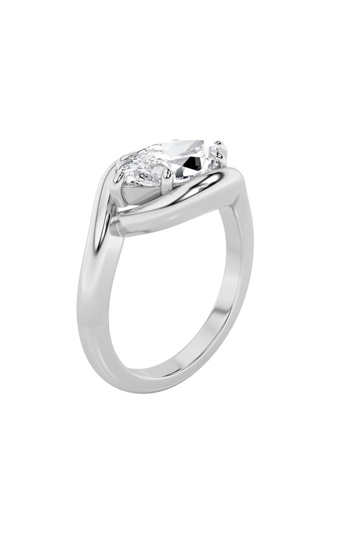 2CTW Marquise Shaped Lab Grown Diamond (F/VS) East West Solitaire Ring in 14K Gold