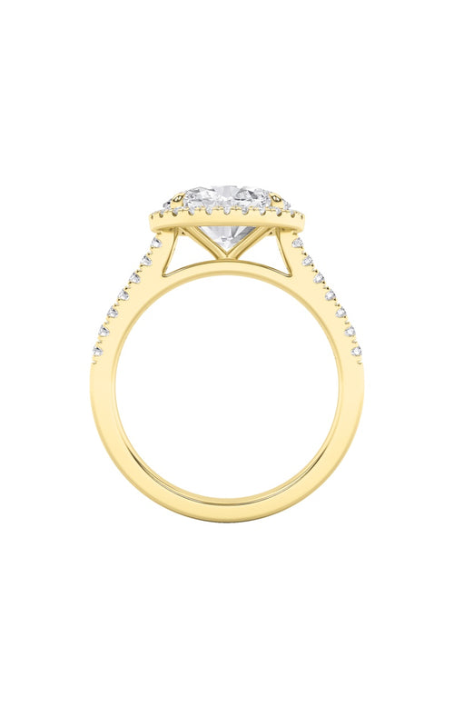 2CTW Oval Shaped Lab Grown Diamond (F/VS) East West Accented Solitaire Ring in 14K Gold