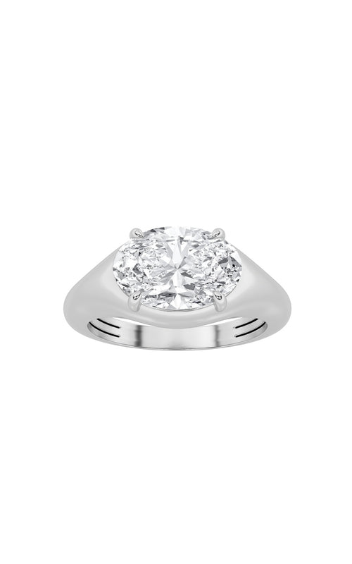 2Cttw Oval Shaped Lab Grown Diamond (F/VS) East West Solitaire Ring in 14K Gold