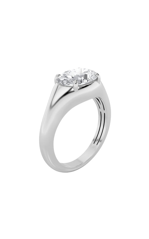 2Cttw Oval Shaped Lab Grown Diamond (F/VS) East West Solitaire Ring in 14K Gold