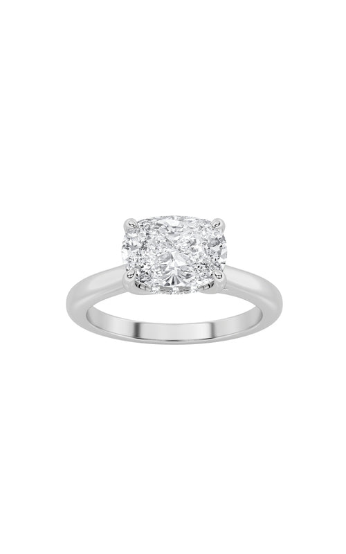 1.5CTW Elongated Cushion Shaped Lab Grown Diamond (F/VS) East West Solitaire Ring in 14K Gold