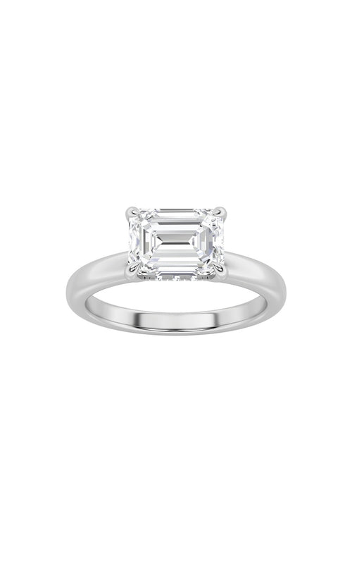 1.5CTW Emerald Shaped Lab Grown Diamond (F/VS) East West Solitaire Ring in 14K Gold
