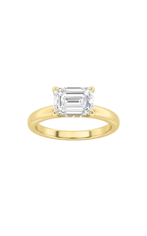 1.5CTW Emerald Shaped Lab Grown Diamond (F/VS) East West Solitaire Ring in 14K Gold