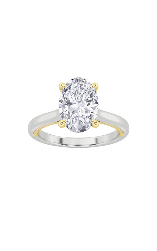 2CTW Oval Shaped Lab Grown Diamond (F/VS) Solitaire Engagement Ring in 14K Gold