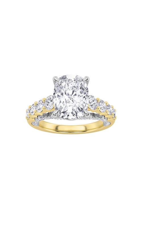 4CTW Elongated Cushion Shaped Lab Grown Diamond (F/VS)  Ring in 14K Gold