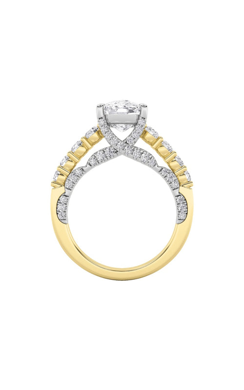 4CTW Elongated Cushion Shaped Lab Grown Diamond (F/VS)  Ring in 14K Gold
