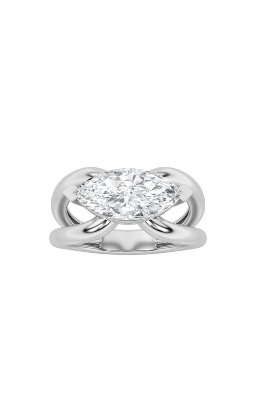 2CTW Marquise Shaped Lab Grown Diamond (F/VS) East West Solitaire Ring in 14K Gold