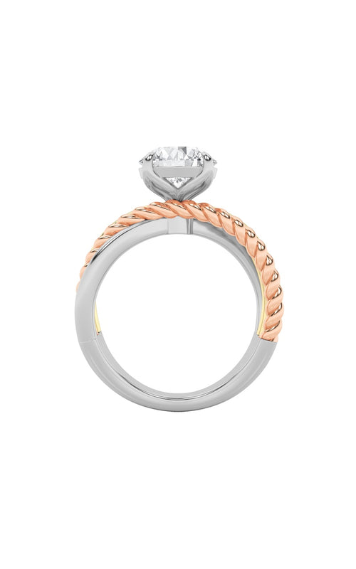 2CTW Round Shaped Lab Grown Diamond (F/VS) Tri Color Solitaire Engagement Ring in 14K Gold