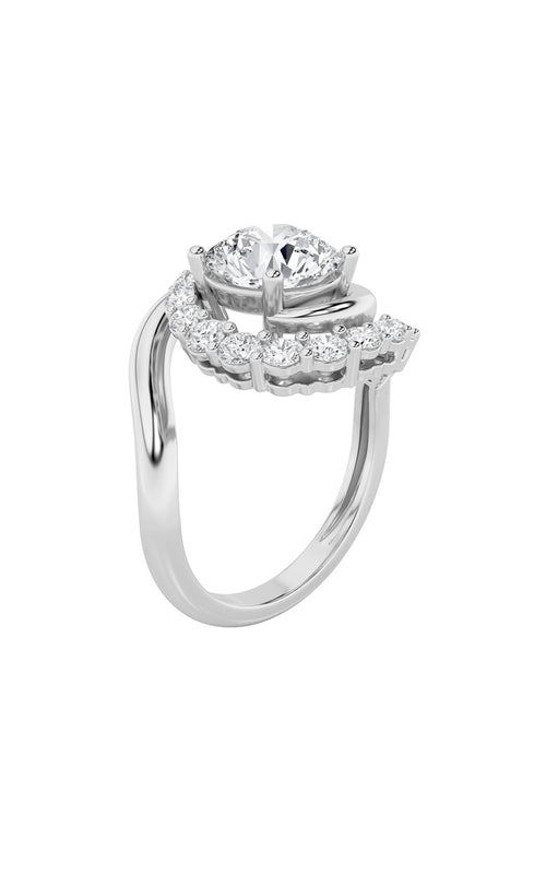 2.5CTW Round Shaped Lab Grown Diamond (F/VS) Swirl Accented Fashion Ring in 14K Gold