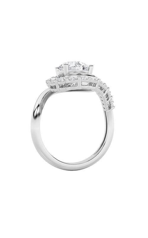 2.5CTW Round Shaped Lab Grown Diamond (F/VS) Swirl Accented Fashion Ring in 14K Gold