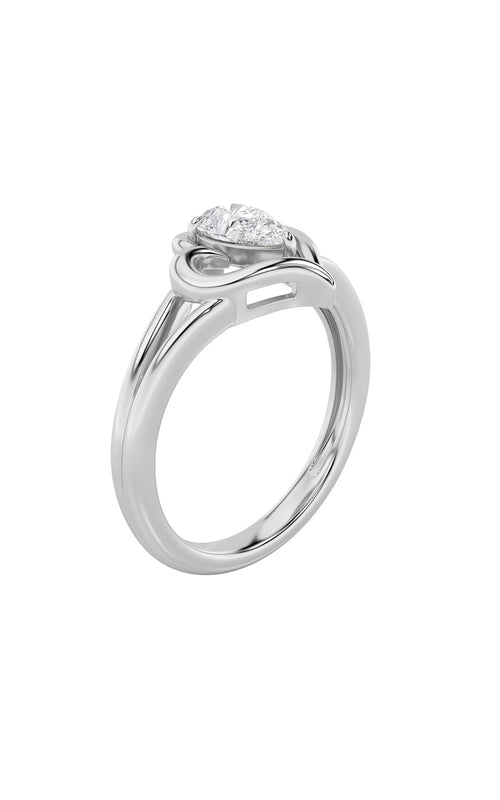 0.5CTW Pear Shaped Lab Grown Diamond (F/VS) Heart Ring in 14K  White Gold