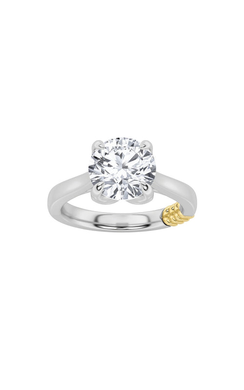 2CTW Round Shaped Lab Grown Diamond (F/VS) Two Tone Classic Solitaire Engagement Ring in 14K Gold