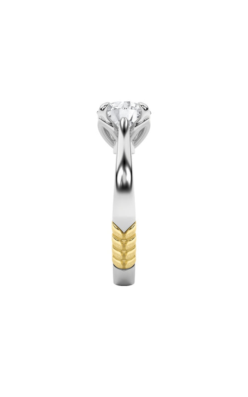 2CTW Round Shaped Lab Grown Diamond (F/VS) Two Tone Classic Solitaire Engagement Ring in 14K Gold