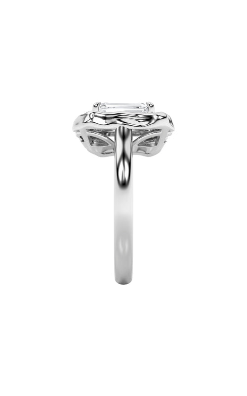 1.5CTW Emerald Shaped Lab Grown Diamond (F/VS) Organic Design Solitaire Ring in 14K Gold