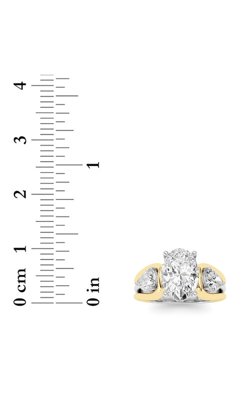 3CTW Oval Shaped Lab Grown Diamond (F/VS) Two Tone Solitaire Engagement Ring in 14K Gold