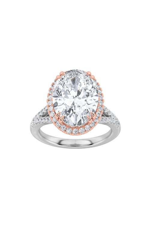 4.5CTW Oval Shaped Lab Grown Diamond (F/VS) Bold Accented Statement Engagement Ring in 14K Gold