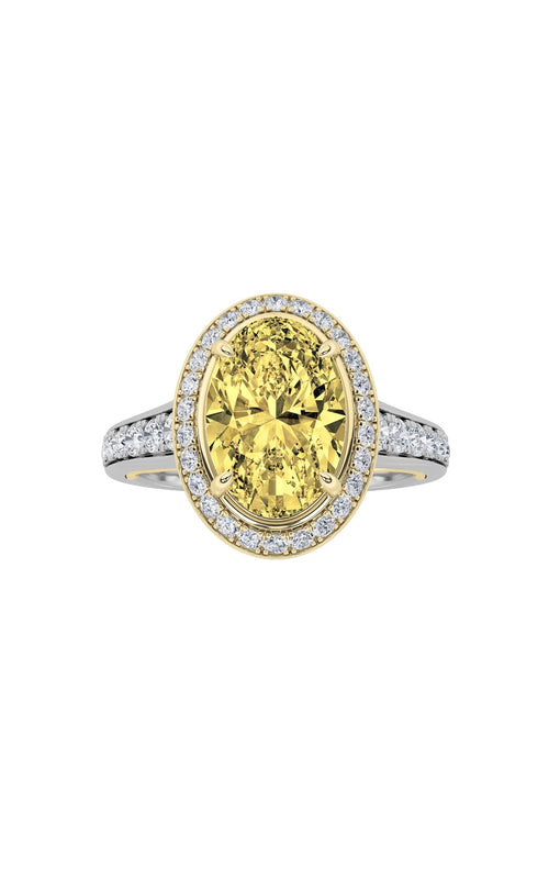 3.5CTW Oval Shaped Lab Grown Diamond (F/VS) Bold Accented Statement Engagement Ring in 14K Gold