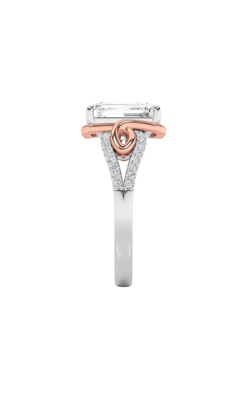 4.25CTW Emerald Shaped Lab Grown Diamond (F/VS) Bold Accented Two Tone Engagement Ring in 14K Gold