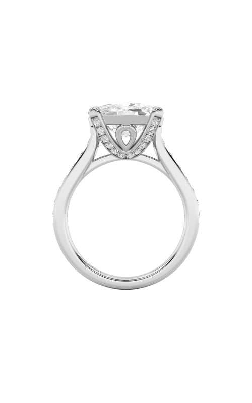 4.5CTW Elongated Cushion Shaped Lab Grown Diamond (F/VS) Bold Accented East West Set Engagement Ring in 14K Gold
