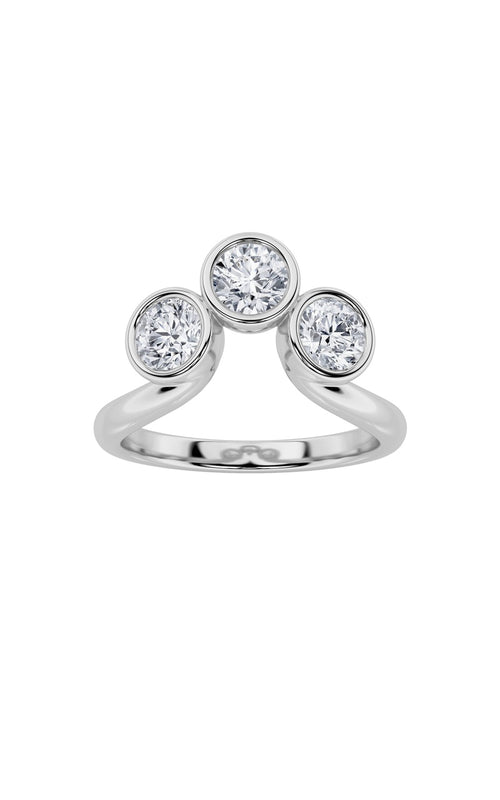 1CTW Round Shaped Lab Grown Diamond (F/VS) Three Stone Ring in 14K Gold