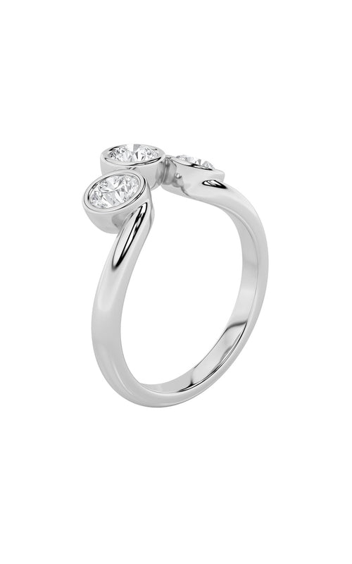 1CTW Round Shaped Lab Grown Diamond (F/VS) Three Stone Ring in 14K Gold