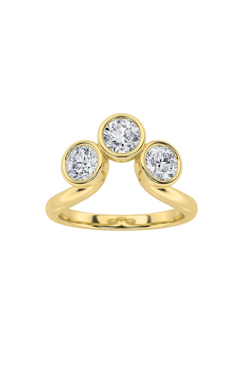 1CTW Round Shaped Lab Grown Diamond (F/VS) Three Stone Ring in 14K Gold