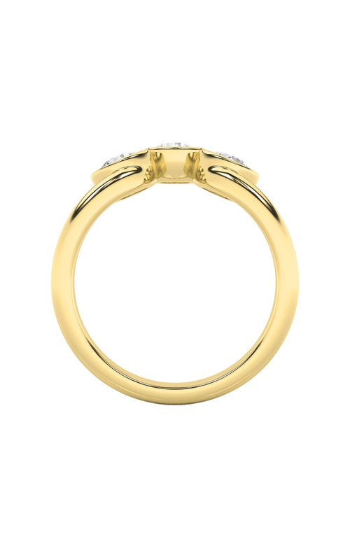1CTW Round Shaped Lab Grown Diamond (F/VS) Three Stone Ring in 14K Gold