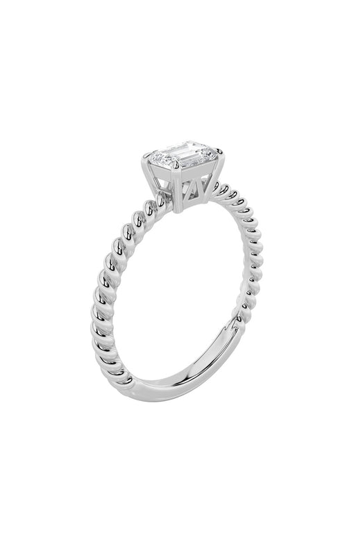 0.5CTW Emerald Shaped Lab Grown Diamond (F/VS) Petite Solitaire Engagement RING in 14K Gold