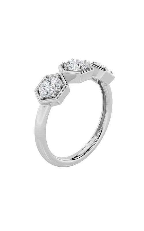 1CTW Round Shaped Lab Grown Diamond (F/VS) Three Stone Ring in 14K Gold
