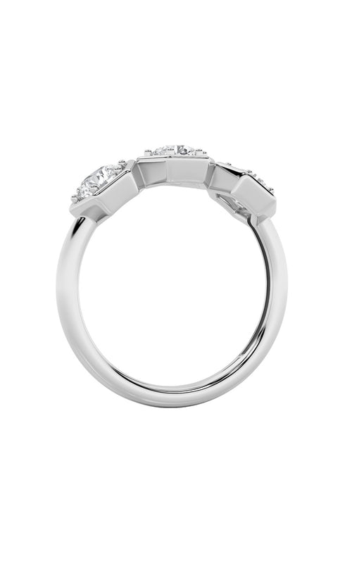 1CTW Round Shaped Lab Grown Diamond (F/VS) Three Stone Ring in 14K Gold