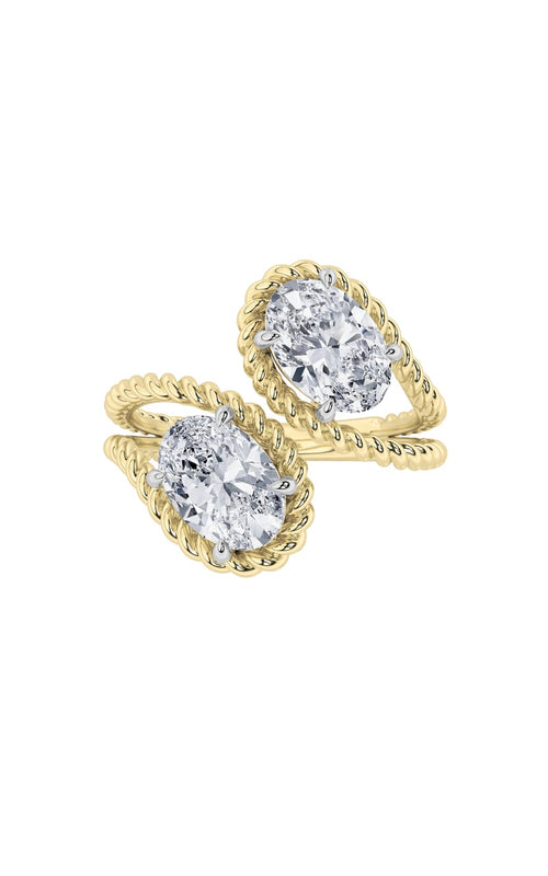 2CTW Oval Shaped Lab Grown Diamond (F/VS) Toi et Moi Fashiion Ring in 14K Gold