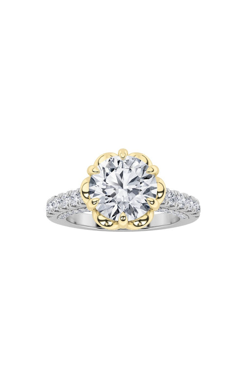 2.5CTW Round Shaped Lab Grown Diamond (F/VS) Two Tone Solitaire Engagement Ring in 14K Gold