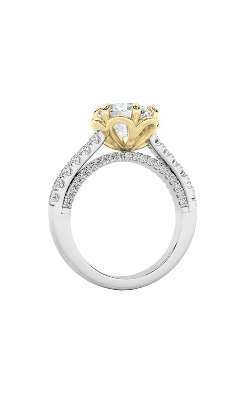2.5CTW Round Shaped Lab Grown Diamond (F/VS) Two Tone Solitaire Engagement Ring in 14K Gold