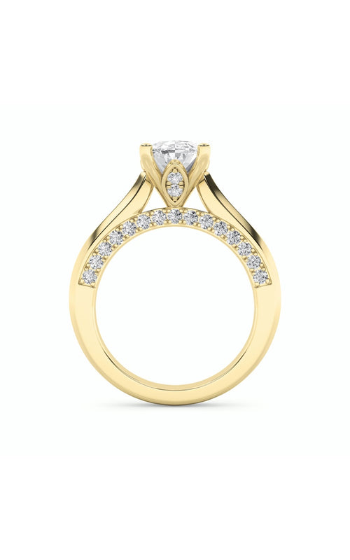 3CTW Oval Shaped Lab Grown Diamond (G/VS) Accented Solitaire Engagement Ring in 14K Gold