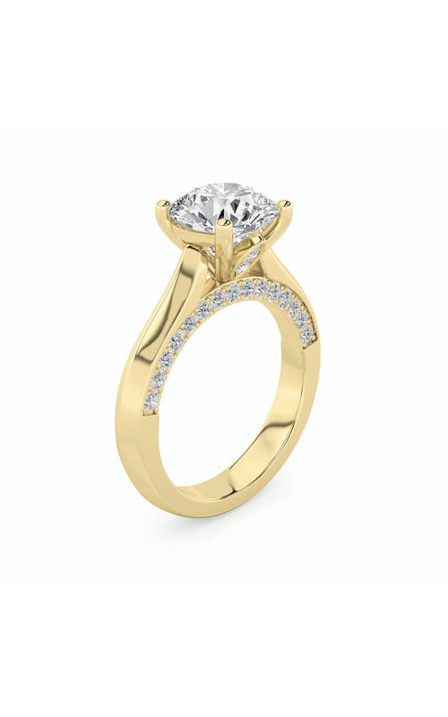 3CTW Round Shaped Lab Grown Diamond (G/VS) Accented Solitaire Engagement Ring in 14K Gold