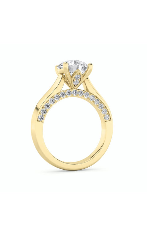 3CTW Round Shaped Lab Grown Diamond (G/VS) Accented Solitaire Engagement Ring in 14K Gold