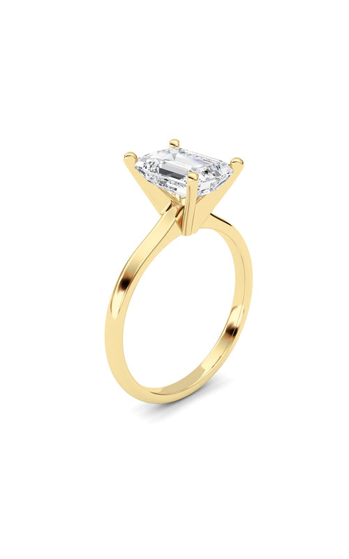 2CTW Emerald Shaped Lab Grown Diamond Classic Solitaire Ring in 14K Gold (F/VS)