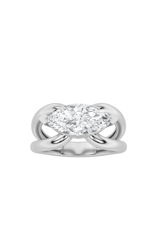 2CTW Marquise Shaped Lab Grown Diamond (G/VS) East West Solitaire Fancy Ring in 14K Gold