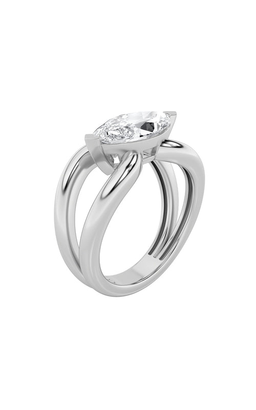 2CTW Marquise Shaped Lab Grown Diamond (G/VS) East West Solitaire Fancy Ring in 14K Gold