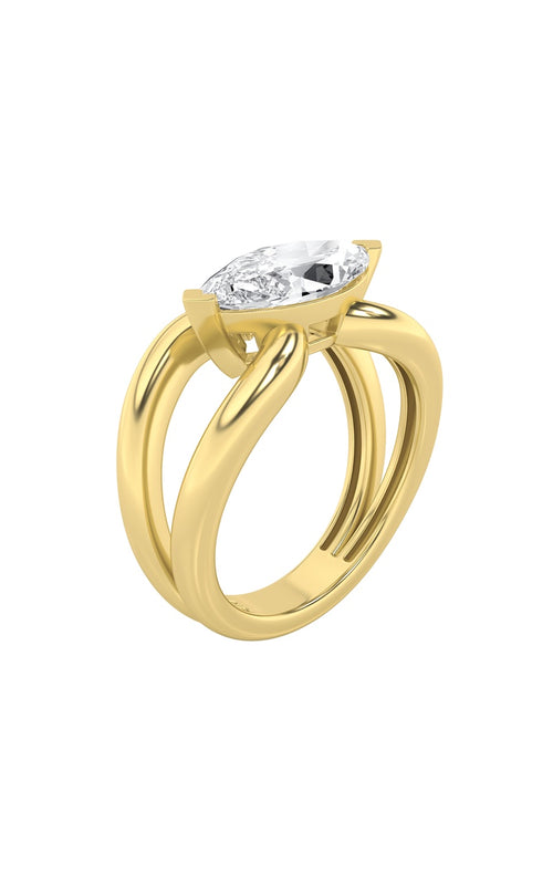 2CTW Marquise Shaped Lab Grown Diamond (G/VS) East West Solitaire Fancy Ring in 14K Gold