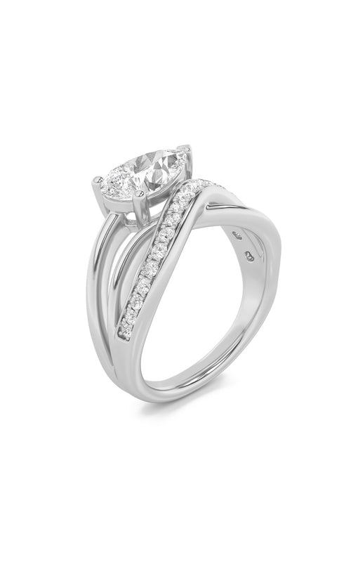 2CTW Pear Shaped Lab Grown Diamond (G/VS) Ring in 14K Gold